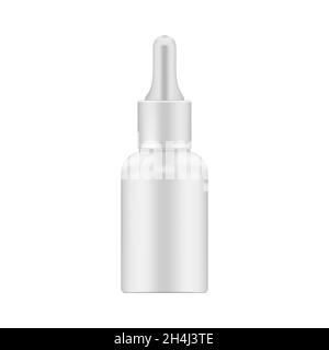 Flacon cosmétique opaque avec pipette, maquette réaliste.Kit compte-gouttes pour produits de beauté, maquette vectorielle Illustration de Vecteur