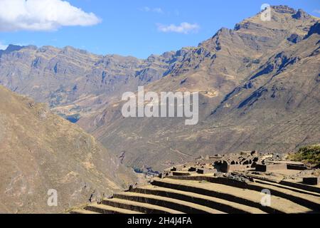 Pérou Vallée Sacrée Pisac - Parque Arqueologico Pisac ruines incas Banque D'Images