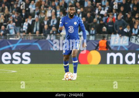 Antonio Rudiger du FC Chelsea lors du match de football de la Ligue des champions de l'UEFA entre Malmo FF et Chelsea FC le 2 novembre 2021 à Eleda Stadion à Malmo, Suède - photo Laurent Lairys / DPPI Banque D'Images