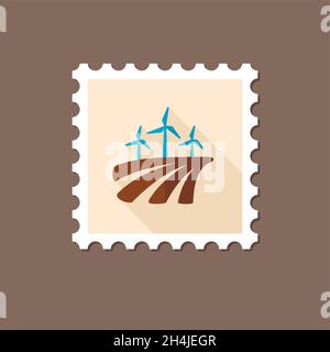 Moulin sur le champ timbre plat avec ombre longue, eps 10 Illustration de Vecteur