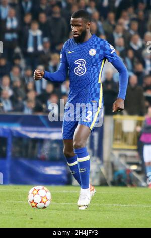 Malmö, Suède.02 novembre 2021.Antonio Rudiger du FC Chelsea lors du match de football de la Ligue des champions de l'UEFA entre Malmo FF et Chelsea FC le 2 novembre 2021 à Eleda Stadion à Malmo, Suède - photo: Laurent Lairys/DPPI/LiveMedia crédit: Independent photo Agency/Alay Live News Banque D'Images