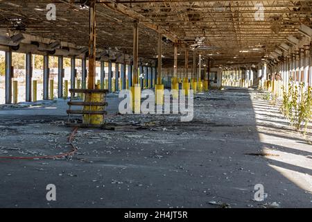 Detroit, Michigan - quais de chargement dans un terminal de camionnage abandonné, précédemment exploité par Universal Truckload Services. Banque D'Images