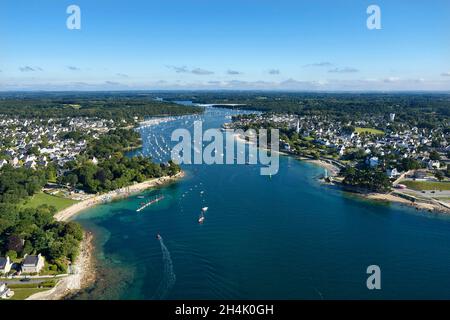 France, Finistère, B?nodet et Combrit , l'embouchure de l'Odet (vue aérienne) Banque D'Images