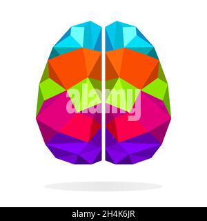 Cerveau gauche et droit concept créatif.Arrière-plan polygonal vectoriel coloré. Illustration de Vecteur