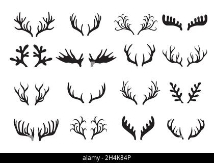 Collection Deer antilers isolée sur fond blanc.Illustration vectorielle. Illustration de Vecteur