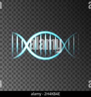 Hélice d'ADN brillante au néon bleu isolée sur fond transparent.Beauté, science, technologie ou concept de vecteur médical. Illustration de Vecteur