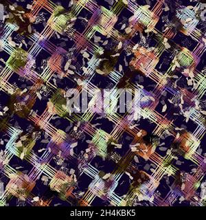 Imprimé camouflage géométrique exotique multicolore de boho.Motif de répétition détaillé pour le sol sombre automnal sans couture. Banque D'Images