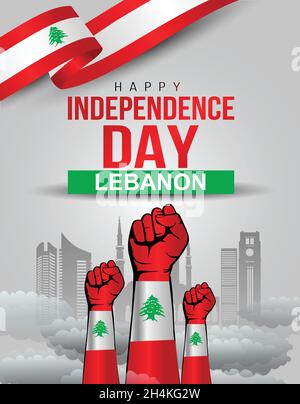 Joyeux jour de l'indépendance du Liban salutations. Vecteur illustration design Illustration de Vecteur