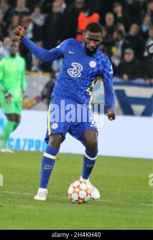 Malmö, Suède.03ème novembre 2021.Antonio Rüdiger du FC Chelsea lors du match de football de la Ligue des champions de l'UEFA entre Malmo FF et Chelsea FC le 2 novembre 2021 à Eleda Stadion à Malmo, en Suède.Photo de Laurent Lairys/ABACAPRESS.COM crédit: Abaca Press/Alay Live News Banque D'Images