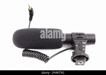 Microphone de caméra isolé sur fond blanc Banque D'Images