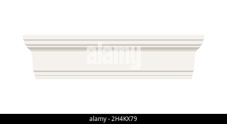 Plinthe de plinthe blanche.Couronne de plafond isolée de l'arrière-plan.Décoration intérieure en plâtre, bois ou styromousse.Décoration classique.Vecteur il Illustration de Vecteur