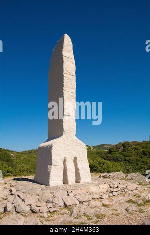 Baska, Croatie - 4 septembre 2021.Partie de la vallée de Baska Glagolitic Alphabet Trail, le plus ancien alphabet slave connu datant du IXe siècle. Banque D'Images