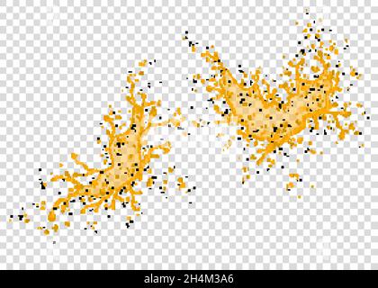 Jus d'orange, d'ananas, de mangue et de papaye, isolé sur fond transparent.Texture vectorielle réaliste. Illustration de Vecteur