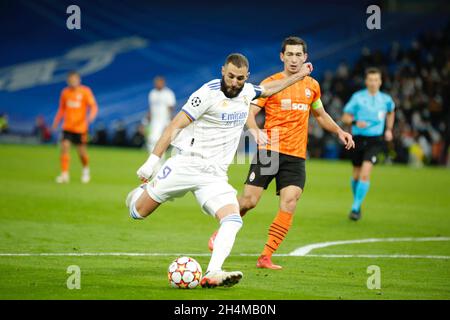 Madrid, Espagne.3 novembre 2021.Benzema pendant la phase de groupe de la Ligue des champions de l'UEFA contre le FK Shajtar Donetsk à Santiago Bernabeu.(Photo par: Ivan Abanades Medina crédit: CORDONE PRESSE/Alay Live News Banque D'Images