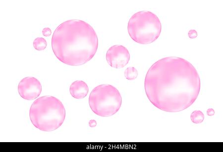 Fizz.Bulles d'air ou d'eau à la lumière rose sur fond blanc.Des étincelles folles.Gomme.Texture vectorielle. Illustration de Vecteur