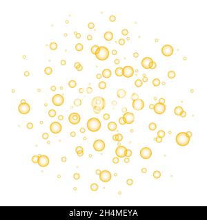 Fizz.Bulles d'air dorées sur fond blanc.Texture vectorielle. Illustration de Vecteur