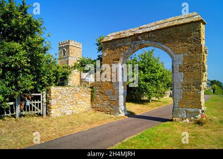 Royaume-Uni, Dorset, Abbotsbury Abbey restes et église Saint-Nicolas Banque D'Images