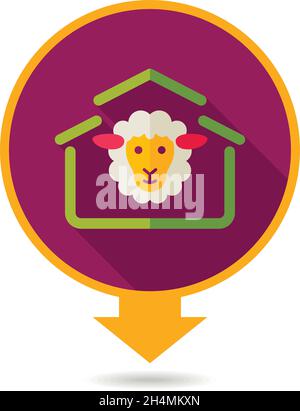 Maison de moutons d'une icône de l'axe. Pointeur de carte des animaux de ferme. Marqueur de carte. Symbole graphique pour votre site web design, logo, app, l'assurance-chômage. Vector illustration Illustration de Vecteur