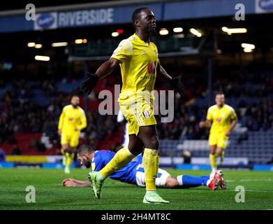 Neeskens Kebano de Fulham célèbre le cinquième but du match du championnat Sky Bet à Ewood Park, Blackburn.Date de la photo: Mercredi 3 novembre 2021. Banque D'Images