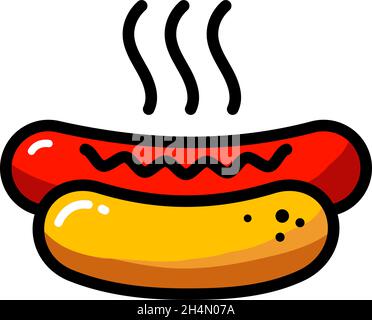 Modèle d'icône simple de hotdog vectoriel.Illustration du symbole de fast food de couleur.Arrière-plan du logo Flat american Hot dog.Concept simple pour café, stalle, Illustration de Vecteur