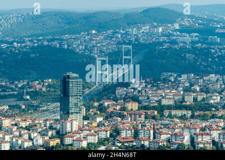 Istanbul, Turquie – 12 novembre 2020.Vue aérienne sur Istanbul, Turquie.Vue sur les quartiers de Levent, Besiktas et Sariyer, vers Fatih Sultan Meh Banque D'Images