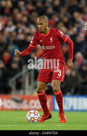 Liverpool, Royaume-Uni.03ème novembre 2021.Fabinho #3 de Liverpool avec le ballon à Liverpool, Royaume-Uni le 11/3/2021.(Photo de Simon Whitehead/News Images/Sipa USA) crédit: SIPA USA/Alay Live News Banque D'Images