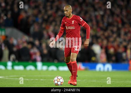 Liverpool, Royaume-Uni.03ème novembre 2021.Fabinho #3 de Liverpool avec le ballon à Liverpool, Royaume-Uni le 11/3/2021.(Photo de Simon Whitehead/News Images/Sipa USA) crédit: SIPA USA/Alay Live News Banque D'Images