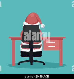 Carte de Noël du Père Noël travaillant à son bureau Illustration de Vecteur