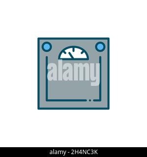 Pèse-personne numérique de salle de bains icône colorée.Appareil électronique de gestion du poids et de style de vie sain.Pixel parfait, contour modifiable Illustration de Vecteur