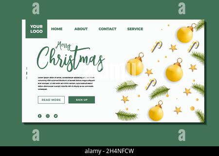 Modèle de conception de page d'arrivée de Noël Illustration de Vecteur