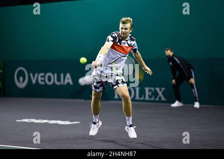 Paris, France.03ème novembre 2021.Andrey (ou Andrei) Golubev du Kazakhstan lors du Rolex Paris Masters 2021, tournoi ATP Masters 1000, le 3 novembre 2021 à l'Accor Arena de Paris, France.Photo de Victor Joly/ABACAPRESS.COM crédit: Abaca Press/Alay Live News Banque D'Images