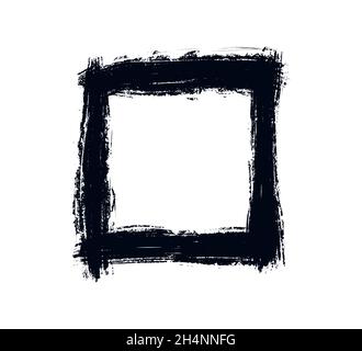 Grunge le cadre carré sale.Modèle avec contour de pinceau.Bordure rectangulaire avec superposition de grunge.Illustration vectorielle isolée sur fond blanc Illustration de Vecteur
