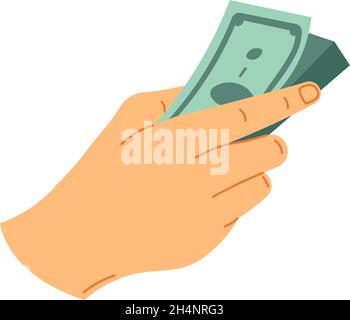 Main tenant des billets en dollars dans les mains vecteur Illustration de Vecteur