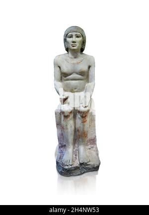Statue égyptienne sculpture du boucher en chef Pehernefer, 2620-2500, 4e Dybasty, calcaire, nécropole de Saqqara .Musée du Louvre inv A107.Homme (loincl Banque D'Images