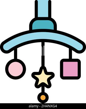 Icône de jouet de berceau de bébé. Contour bébé berceau jouet vecteur icône couleur plat isolé Illustration de Vecteur