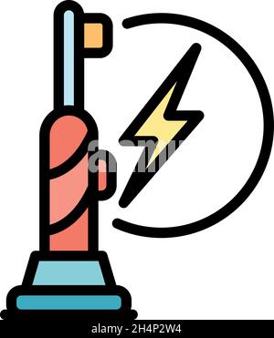 Icône de charge de brosse à dents électrique.Contour brosse à dents électrique vecteur de charge icône couleur plat isolé Illustration de Vecteur