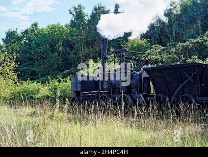 « Puffing Billy » réplique d'un moteur construit en 1813-1814 par William Hedleyn vu sur le tramway de Pockerly au musée Beamish dans le comté de Durham. Banque D'Images