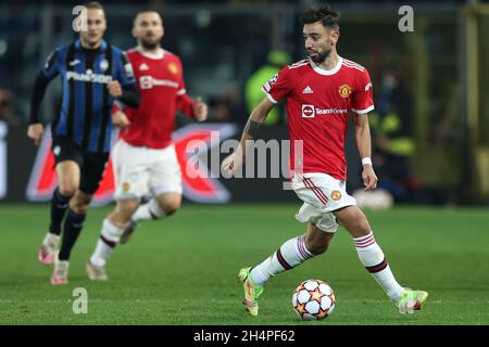 Bergame, Italie.02 novembre 2021.Bruno Fernandes (Manchester United) en action pendant Atalanta BC contre Manchester United, match de football de l'UEFA Champions League à Bergame, Italie, novembre 02 2021 crédit: Independent photo Agency/Alay Live News Banque D'Images