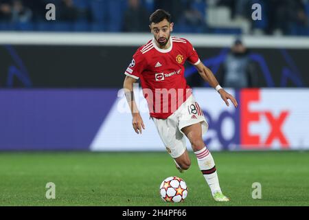 Bergame, Italie.02 novembre 2021.Bruno Fernandes (Manchester United) en action pendant Atalanta BC contre Manchester United, match de football de l'UEFA Champions League à Bergame, Italie, novembre 02 2021 crédit: Independent photo Agency/Alay Live News Banque D'Images