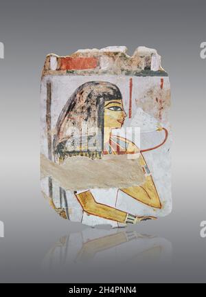 Ancinet mur tombeau égyptien fresque murale d'une femme , 1401-1391 av. J.-C., 18e dynastie, a trouvé Cheikh Abd-el-Gournah Thèbes.Musée du Louvre E 32565.Détails : Banque D'Images