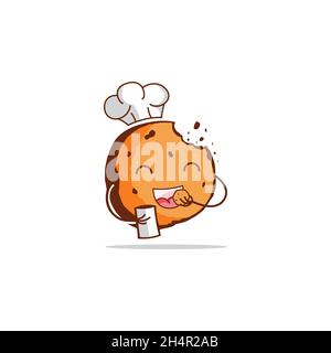 design vector. logo illustration forme comme un chef biscuit manger un en-cas. Illustration de Vecteur