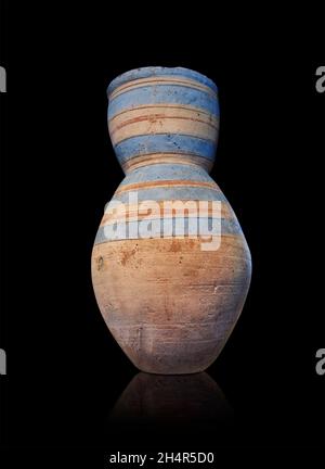 Asient Egyptien décoré vase en terre cuite amphora, 1327-1068, 18e dynastie, El-Arba el-Madfouna.Musée du Louvre E 21838. Décoré de bandes.Hauteur : Banque D'Images