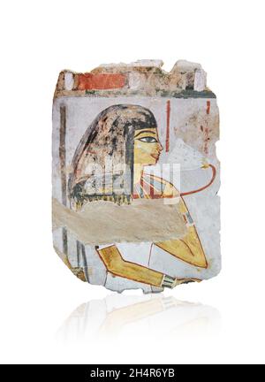 Ancinet mur tombeau égyptien fresque murale d'une femme , 1401-1391 av. J.-C., 18e dynastie, a trouvé Cheikh Abd-el-Gournah Thèbes.Musée du Louvre E 32565.Détails : Banque D'Images