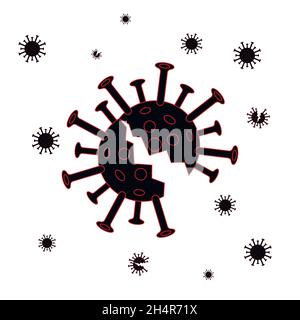 Représentation schématique du coronavirus COVID-19.Détruire.Esquisse. Illustration de Vecteur