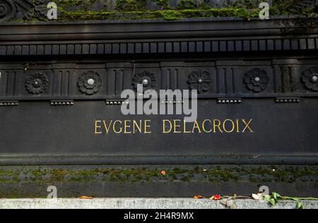 Tombe d'Eugène Delacroix, cimetière du Père-Lachaise, Paris, France Banque D'Images