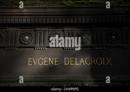 Tombe d'Eugène Delacroix, cimetière du Père-Lachaise, Paris, France Banque D'Images