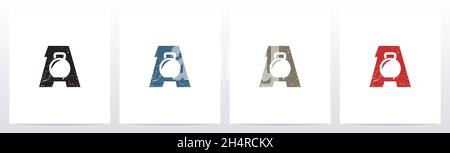 Kettlebell sur lettre logo Design A Illustration de Vecteur