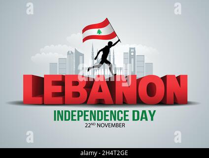 Joyeux jour de l'indépendance du Liban salutations. Vecteur illustration design Illustration de Vecteur