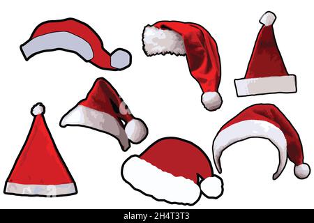 santa claus tous les types de collections graphiques de casquettes Illustration de Vecteur