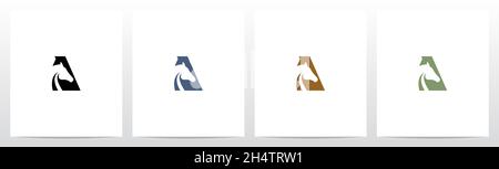 Logo cheval sur lettre Design A Illustration de Vecteur